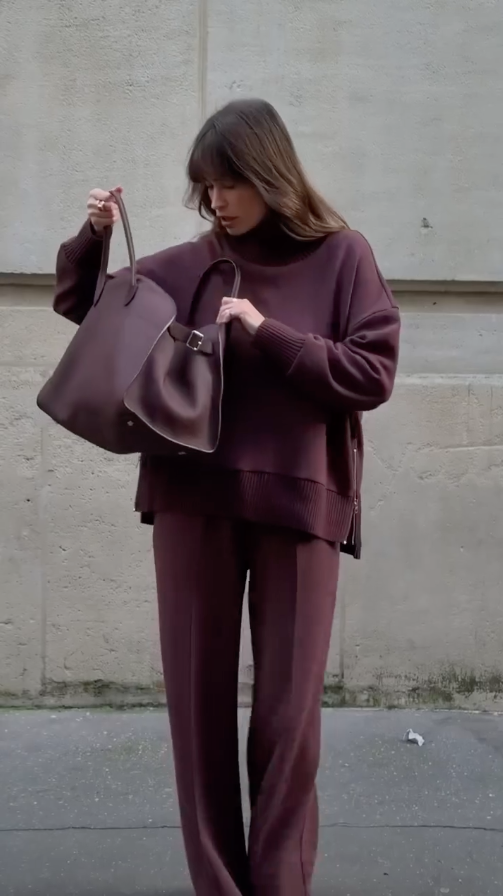 Co-Ord Set - Burgundy - Oversized Pullover - Jogger Set - Women's Loungewear-Grace Aura