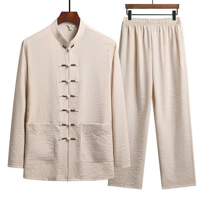 Co-Ord Set - Women's Eastern Long Sleeve Linen Two-Piece Set-Grace Aura