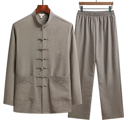 Co-Ord Set - Women's Eastern Long Sleeve Linen Two-Piece Set-Grace Aura