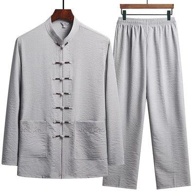 Co-Ord Set - Women's Eastern Long Sleeve Linen Two-Piece Set-Grace Aura