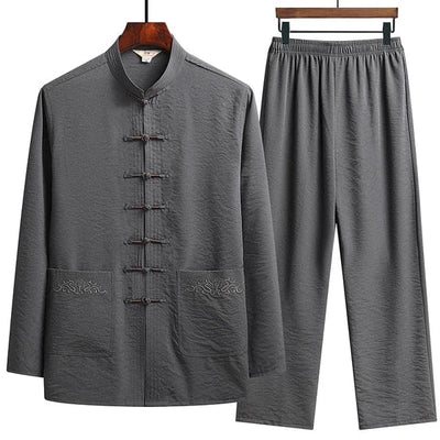 Co-Ord Set - Women's Eastern Long Sleeve Linen Two-Piece Set-Grace Aura