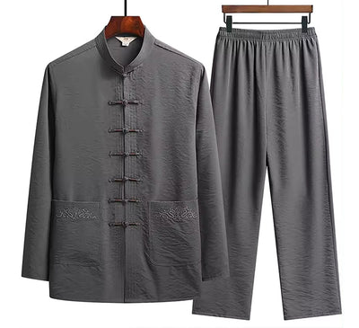 Co-Ord Set - Women's Eastern Long Sleeve Linen Two-Piece Set-Grace Aura