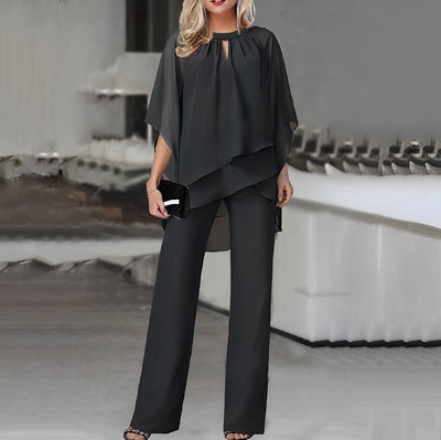 Co-Ord Set - Women's Elegant Blouse and Pants Two-Piece Set-Grace Aura