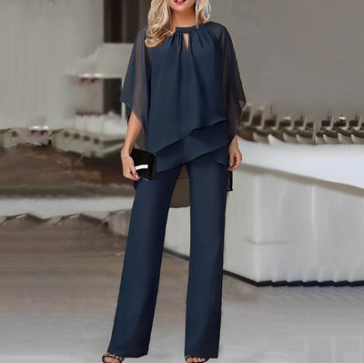 Co-Ord Set - Women's Elegant Blouse and Pants Two-Piece Set-Grace Aura
