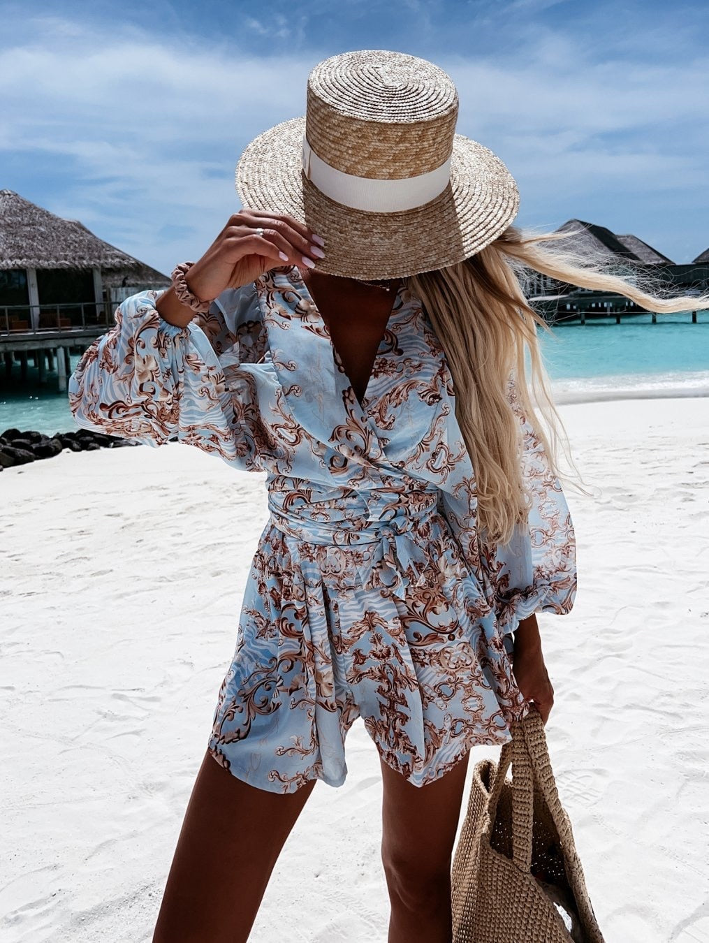 Co-Ord Set - Women's Flowy Two-Piece Shorts and Blouse Summer Set-Grace Aura