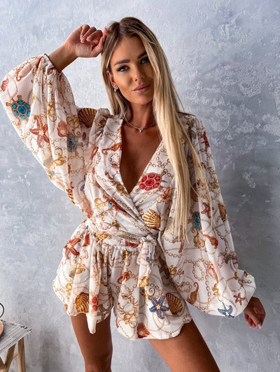 Co-Ord Set - Women's Flowy Two-Piece Shorts and Blouse Summer Set-Grace Aura