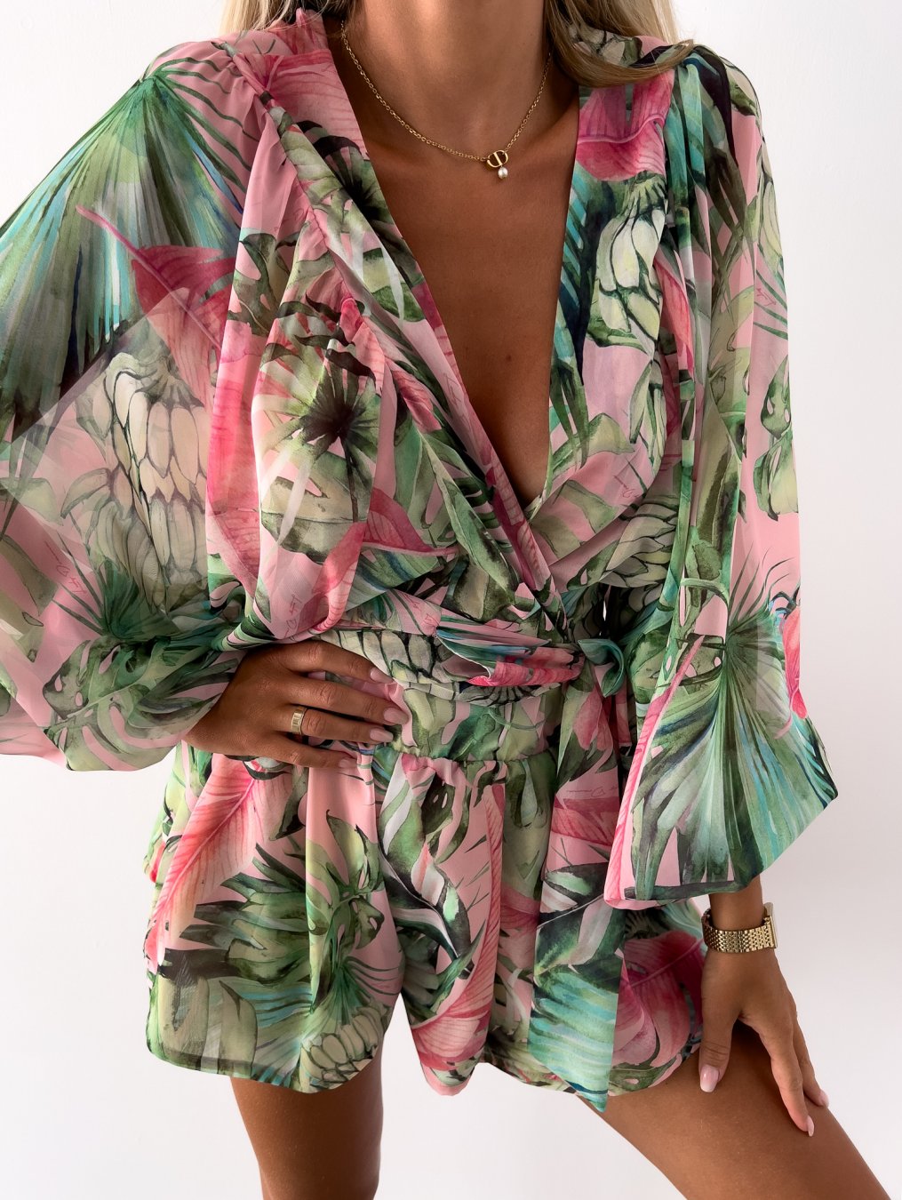Co-Ord Set - Women's Flowy Two-Piece Shorts and Blouse Summer Set-Grace Aura