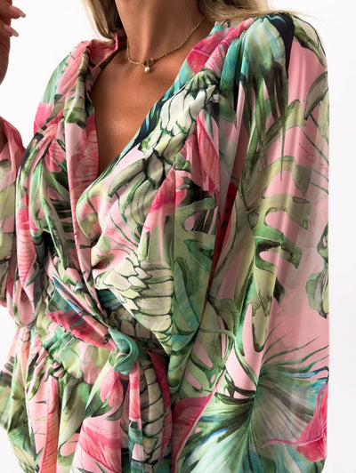 Co-Ord Set - Women's Flowy Two-Piece Shorts and Blouse Summer Set-Grace Aura