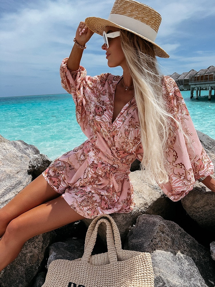 Co-Ord Set - Women's Flowy Two-Piece Shorts and Blouse Summer Set-Grace Aura