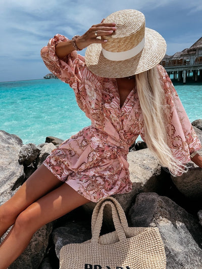 Co-Ord Set - Women's Flowy Two-Piece Shorts and Blouse Summer Set-Grace Aura