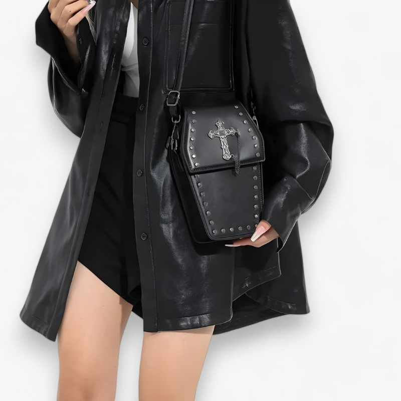 Coffin Bag | Small | Crossbody | Gothic Bag | Halloween Bag-Grace Aura