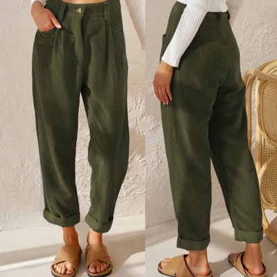 Cord Pants | Corduroy | High Waist | Baggy Pants | Women's Trousers-Grace Aura