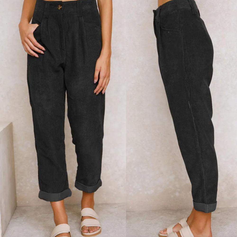 Cord Pants | Corduroy | High Waist | Baggy Pants | Women's Trousers-Grace Aura