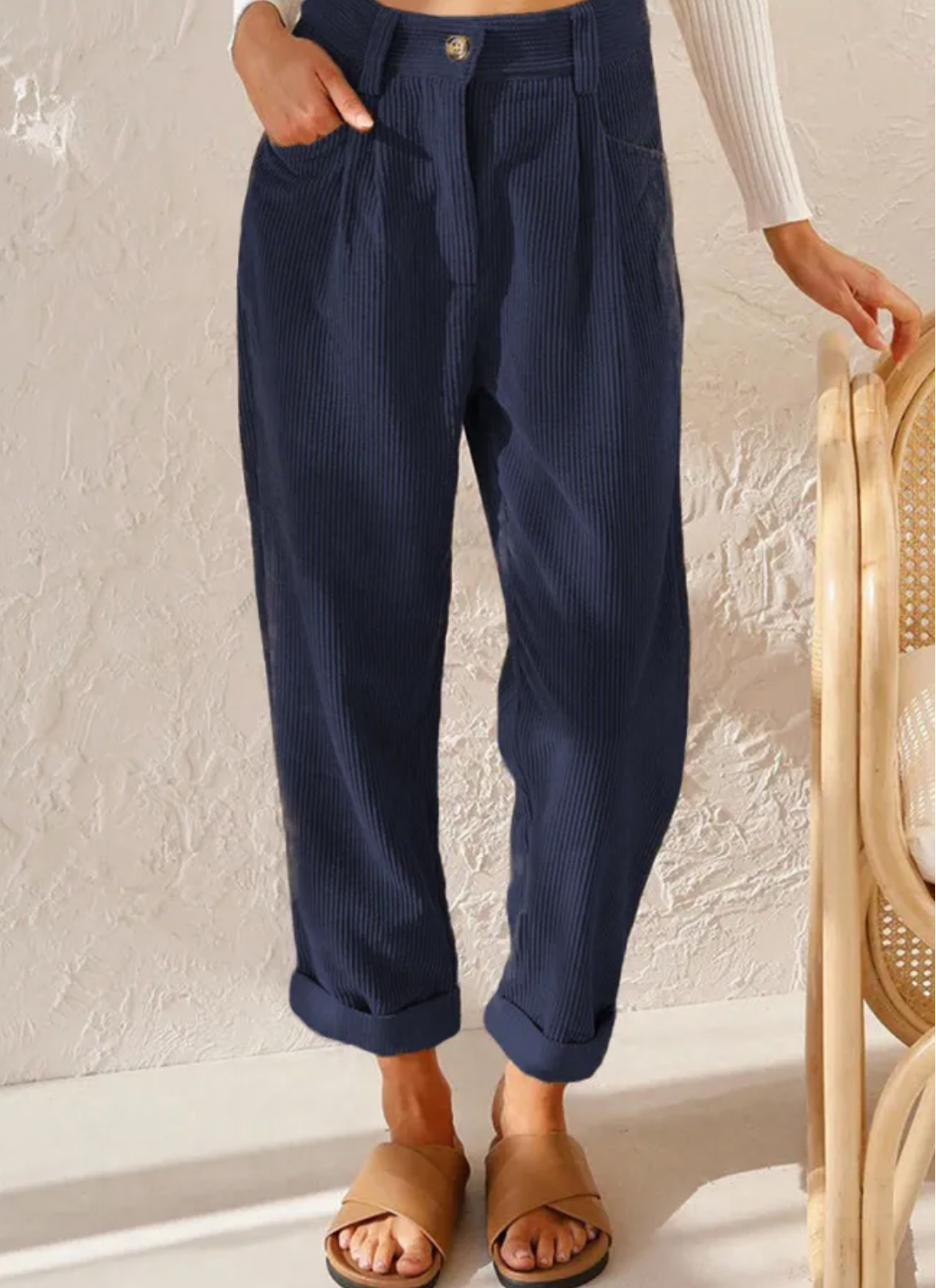 Cord Pants | Corduroy | High Waist | Baggy Pants | Women's Trousers-Grace Aura