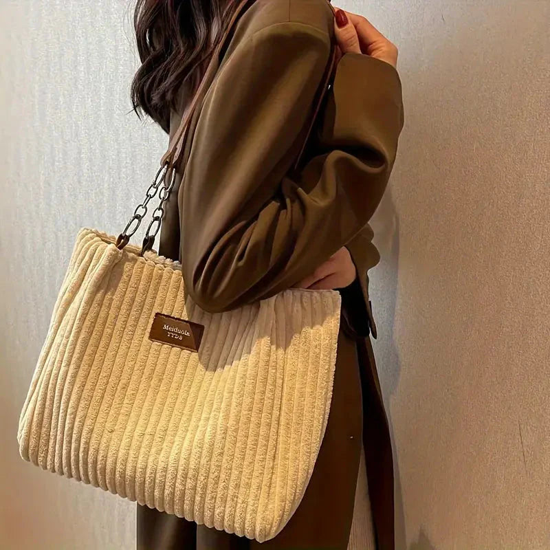 Corduroy Bag - Large - Canvas - Shoulder Bag - Tote Bag -Grace Aura