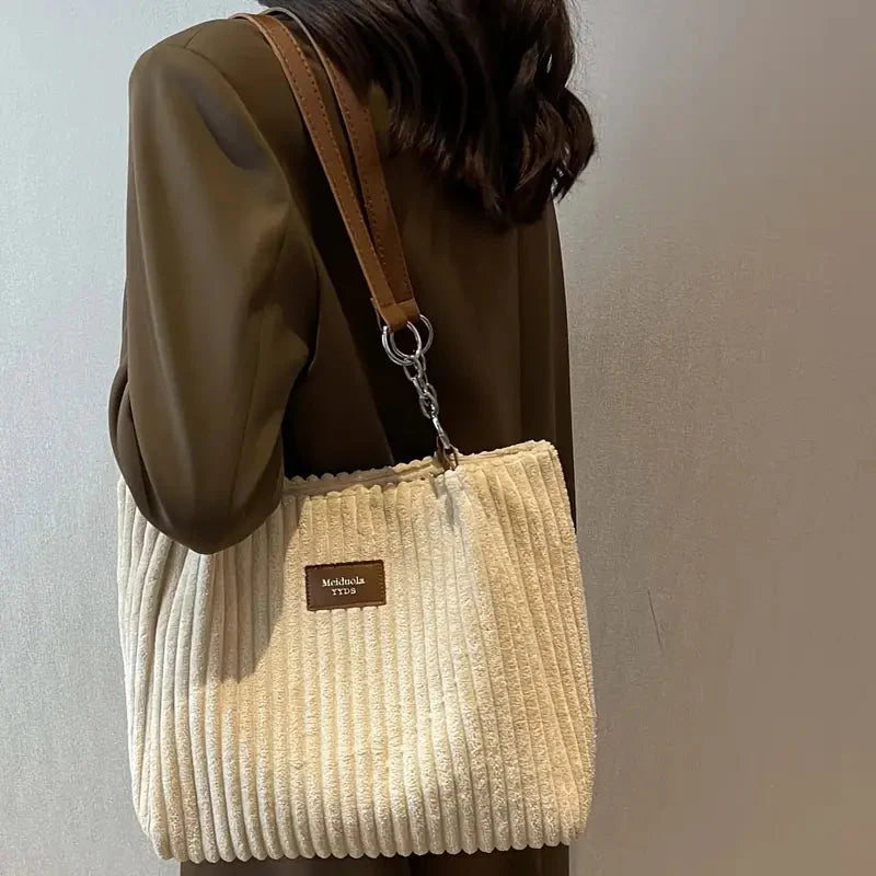 Corduroy Bag - Large - Canvas - Shoulder Bag - Tote Bag -Grace Aura