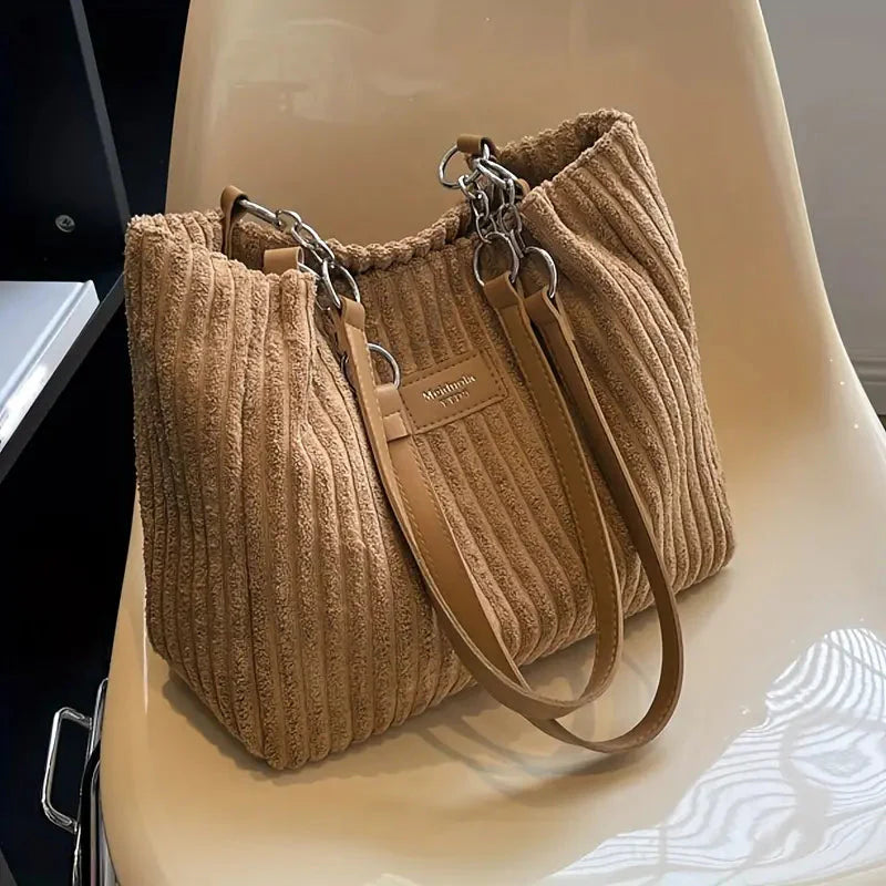 Corduroy Bag - Large - Canvas - Shoulder Bag - Tote Bag -Grace Aura