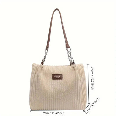 Corduroy Bag - Large - Canvas - Shoulder Bag - Tote Bag -Grace Aura
