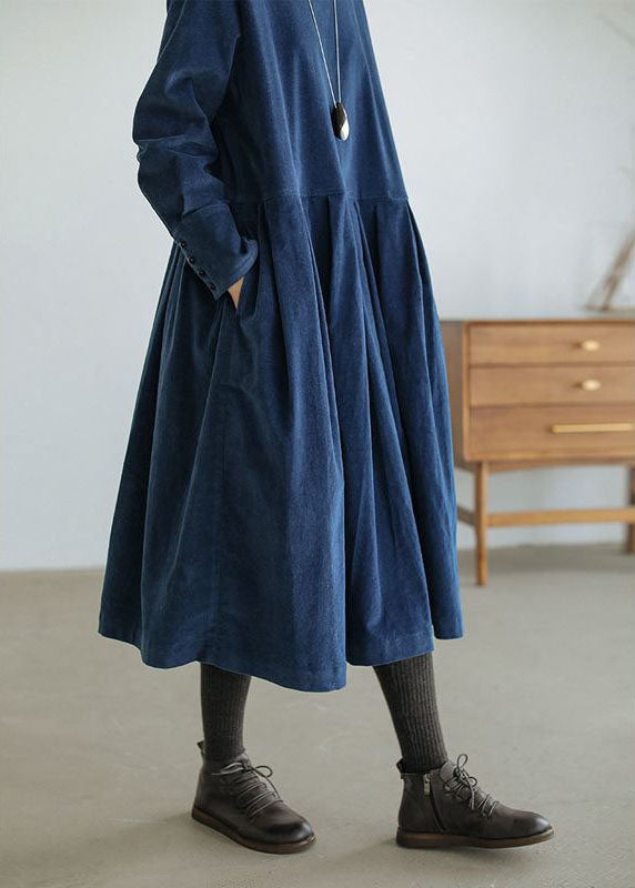 Corduroy Dress - Women's Oversized Long Sleeve Midi Dress for Autumn-Grace Aura