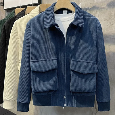 Corduroy Jacket - Pockets - Short - Chord Jackets - Men's Jacket-Grace Aura