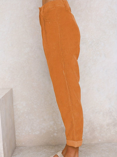 Corduroy Pants - Loose Fit - Baggy - High Waist Pants - Women's Pants -Grace Aura