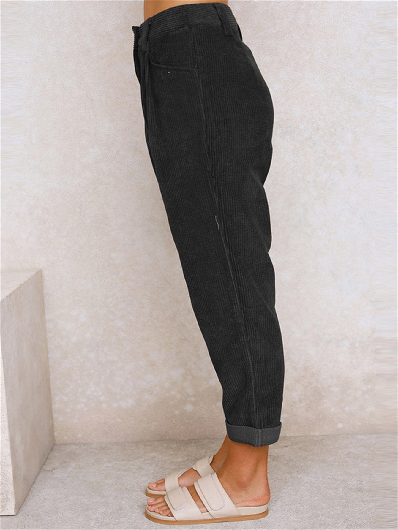 Corduroy Pants - Loose Fit - Baggy - High Waist Pants - Women's Pants -Grace Aura
