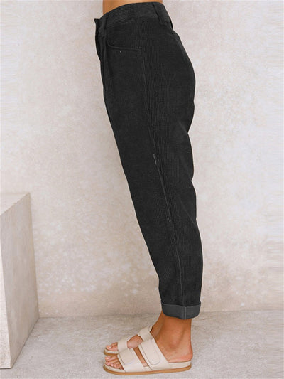 Corduroy Pants - Loose Fit - Baggy - High Waist Pants - Women's Pants -Grace Aura