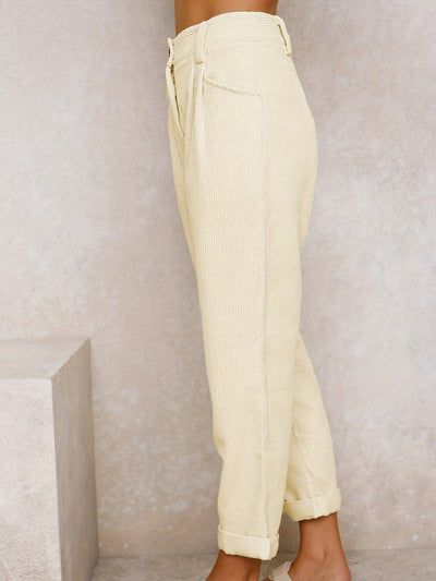 Corduroy Pants - Loose Fit - Baggy - High Waist Pants - Women's Pants -Grace Aura