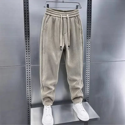 Corduroy Pants - Men's Elastic Waist Loose Fit Baggy Cord Pants-Grace Aura