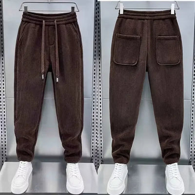 Corduroy Pants - Men's Elastic Waist Loose Fit Baggy Cord Pants-Grace Aura
