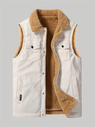 Corduroy Vest - Men's Casual Sherpa Fleece-Lined Vest for Autumn-Grace Aura