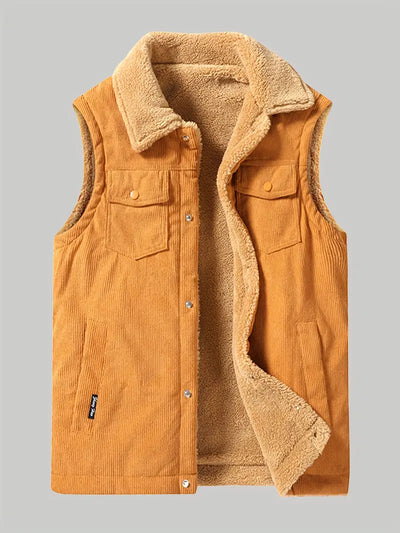 Corduroy Vest - Men's Casual Sherpa Fleece-Lined Vest for Autumn-Grace Aura