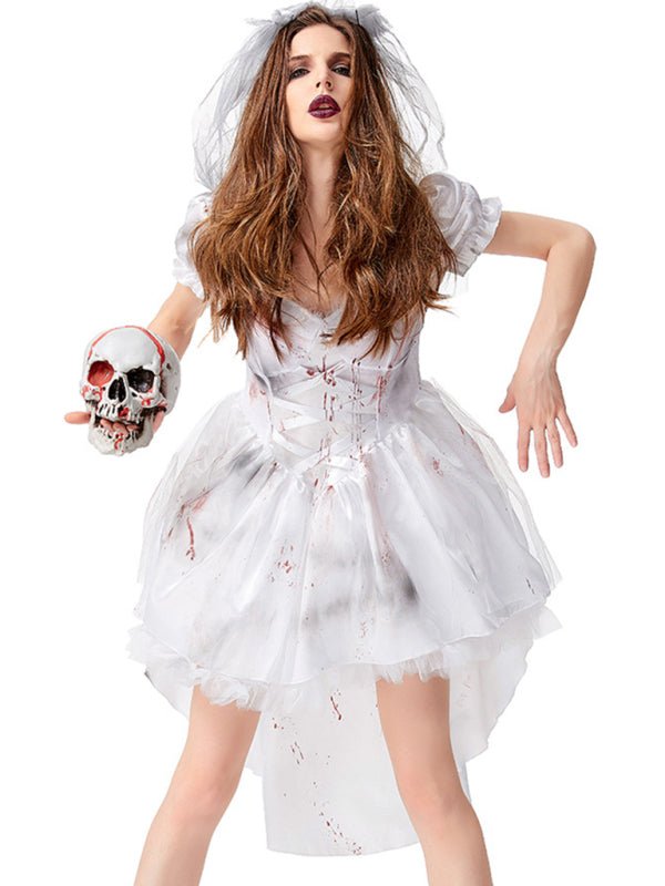 Corpse Bride Costume - Short Sleeve - Mini - Dead Bride Outfit - Women's Halloween Costume-Grace Aura