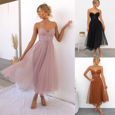 Corset Dress | Sleeveless | Midi | Tulle Dress | Cocktail Dress-Grace Aura