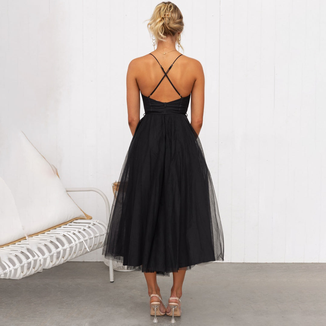 Corset Dress | Sleeveless | Midi | Tulle Dress | Cocktail Dress-Grace Aura