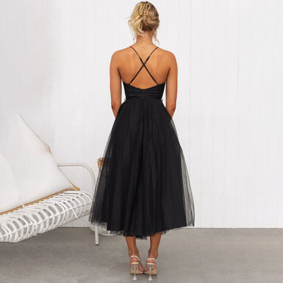 Corset Dress | Sleeveless | Midi | Tulle Dress | Cocktail Dress-Grace Aura