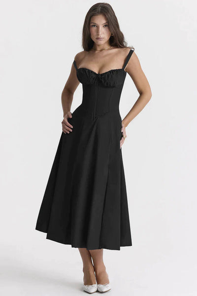 Corset Dress - Sleeveless - Slit - Midi Dress - Summer Dress-Grace Aura