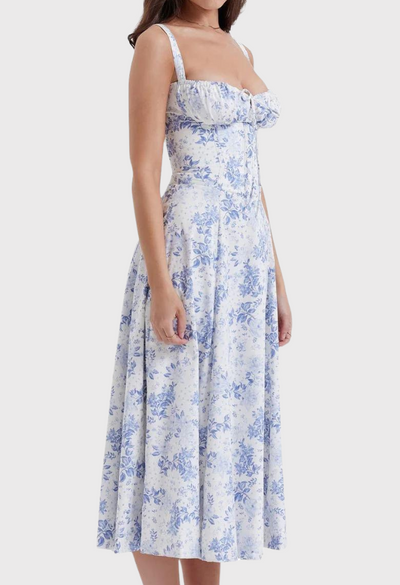 Corset Dress - Sleeveless - Slit - Midi Dress - Summer Dress-Grace Aura