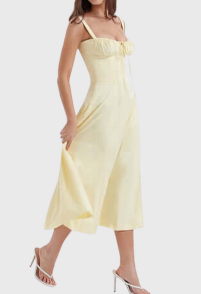 Corset Dress - Sleeveless - Slit - Midi Dress - Summer Dress-Grace Aura