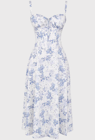Corset Dress - Sleeveless - Slit - Midi Dress - Summer Dress-Grace Aura