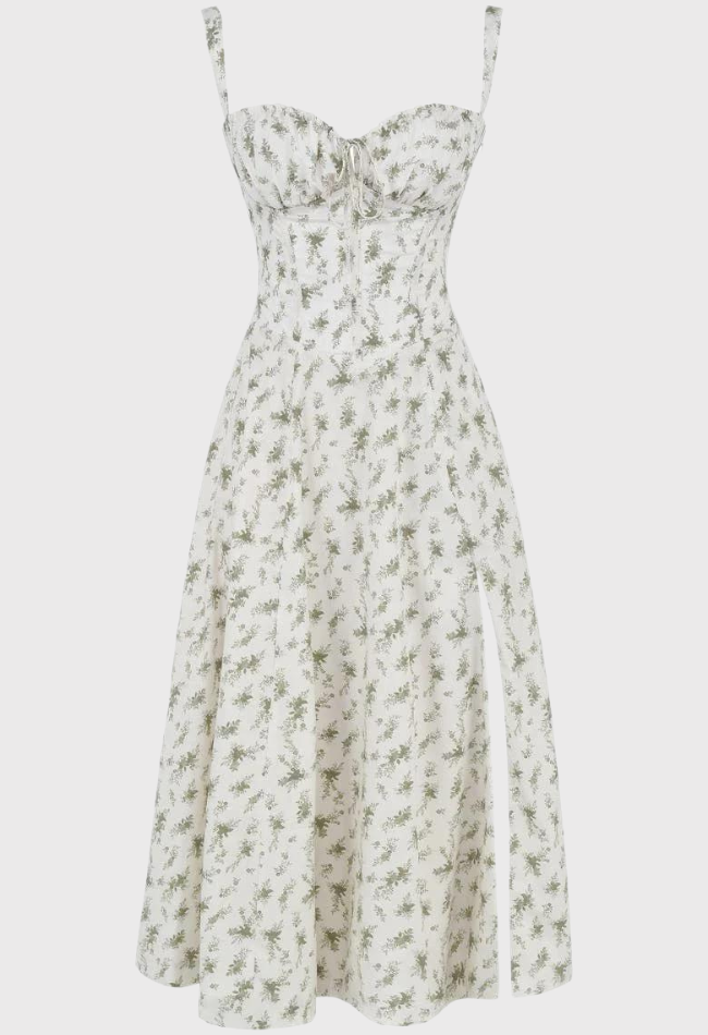 Corset Dress - Sleeveless - Slit - Midi Dress - Summer Dress-Grace Aura