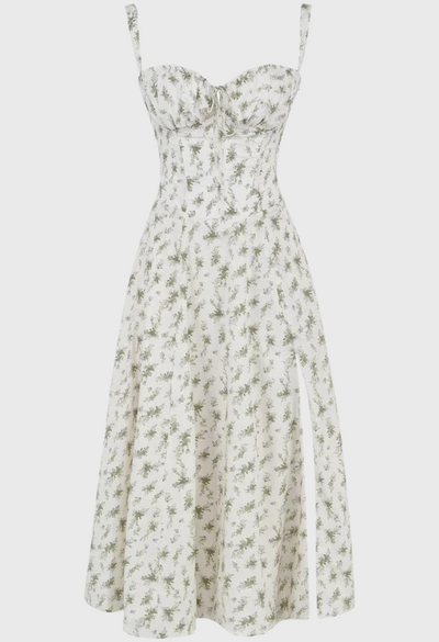 Corset Dress - Sleeveless - Slit - Midi Dress - Summer Dress-Grace Aura