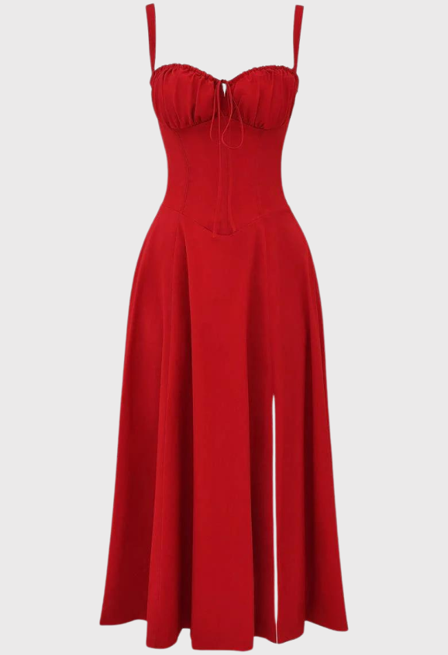 Corset Dress - Sleeveless - Slit - Midi Dress - Summer Dress-Grace Aura