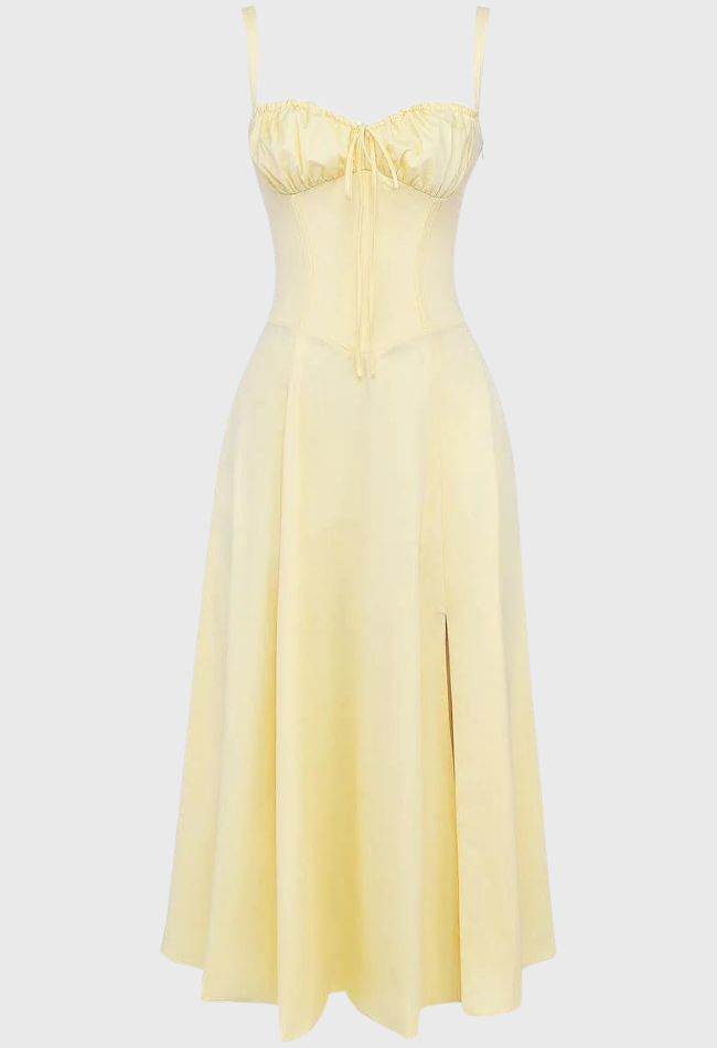 Corset Dress - Sleeveless - Slit - Midi Dress - Summer Dress-Grace Aura