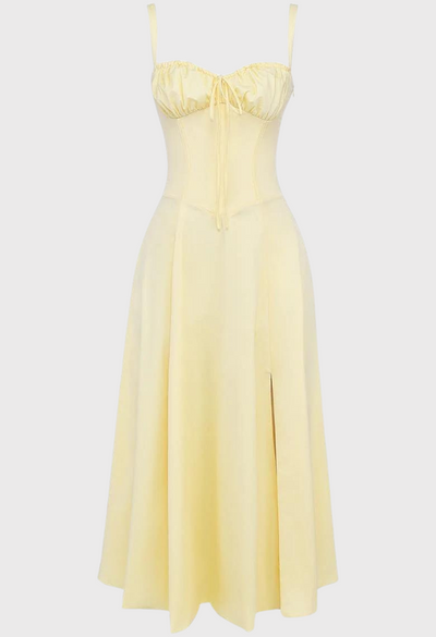 Corset Dress - Sleeveless - Slit - Midi Dress - Summer Dress-Grace Aura