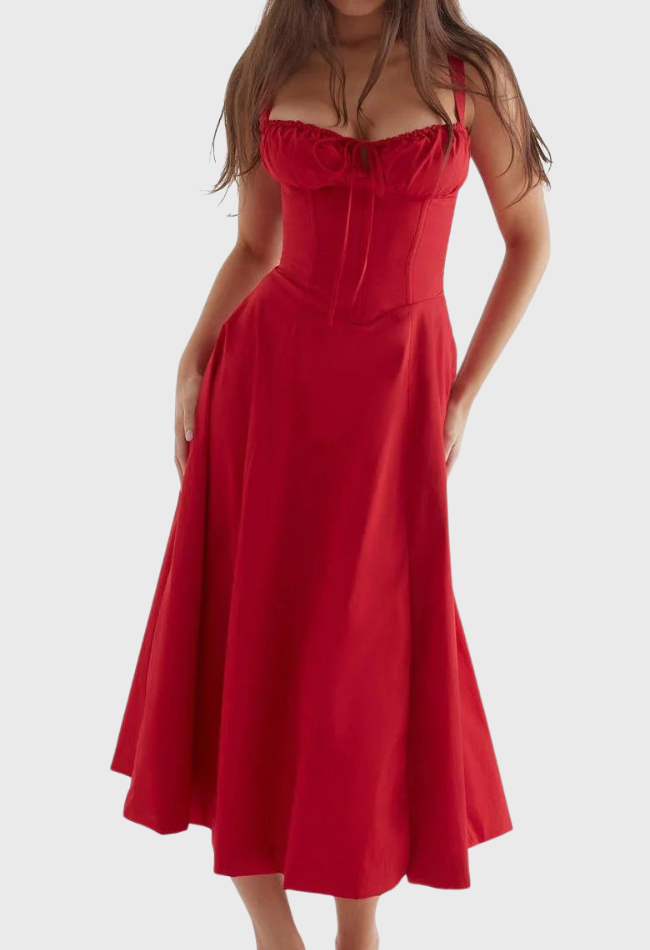 Corset Dress - Sleeveless - Slit - Midi Dress - Summer Dress-Grace Aura