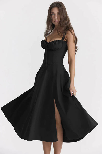 Corset Dress - Sleeveless - Slit - Midi Dress - Summer Dress-Grace Aura