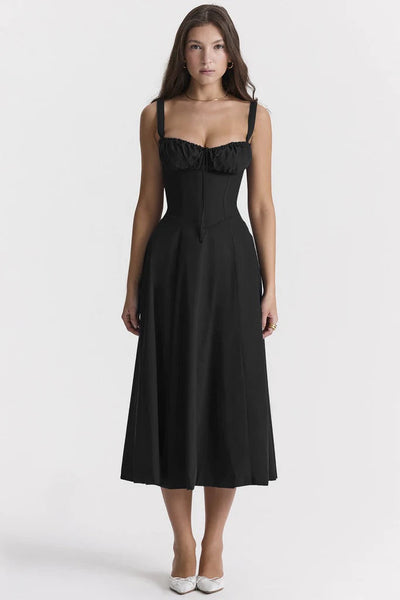 Corset Dress - Sleeveless - Slit - Midi Dress - Summer Dress-Grace Aura