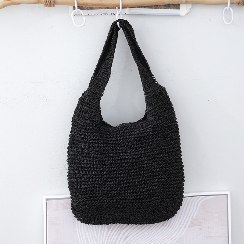 Crochet Bag - Women's Large Woven Shoulder Shopper Bag-Grace Aura