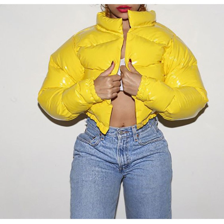 Cropped Puffer Jacket - Short - Zip-Up - Winter Jacket - Women's Puffer Jacket-Grace Aura